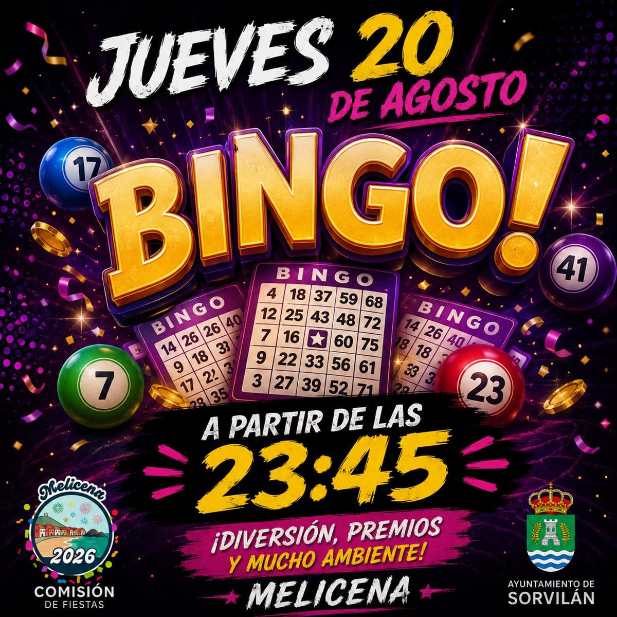 Bingo el jueves 20 de agosto en Melicena