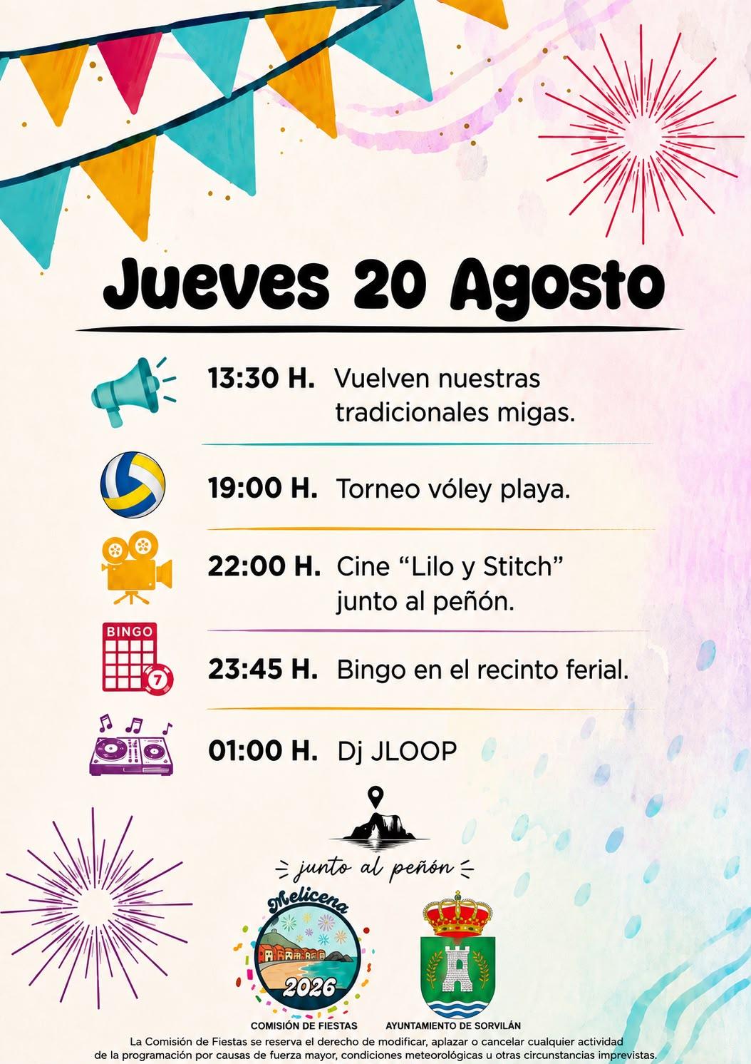 Cartel Jueves 20 de Agosto